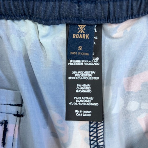 Roark Swim Shorts Mens S Navy Graphic Print Shorey 16" Shell Cove Drawstring 6" - Picture 5 of 9
